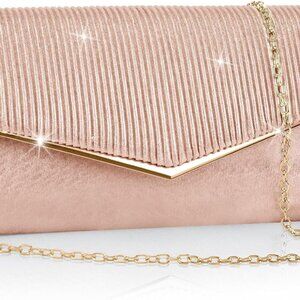 Clutch Purses for Women, Bling Vertical Lines Envelope Evening Bag w/Chain, Form